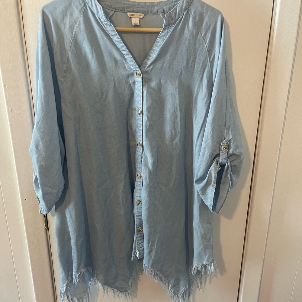 Cato button down western top